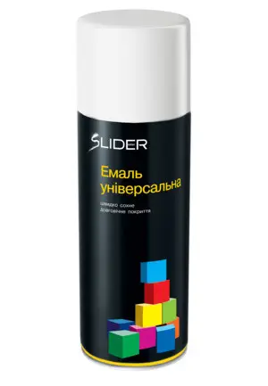 Емаль SLIDER color універсальна 9010 біла глянцева, в аер. упаковці, 400 мл